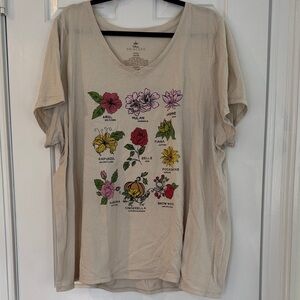 Disney Princess Floral Graphic Women's Beige Tee